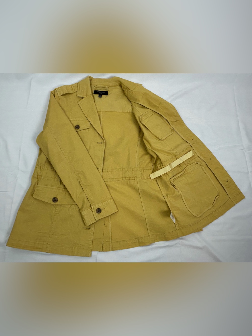 Talbots Stretch Canvas Button Front Lightweight Chore Jacket w/ Drawstring Waist - Picture 6 of 11